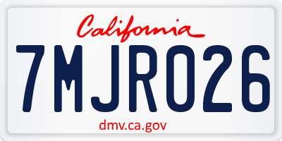 CA license plate 7MJR026