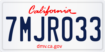 CA license plate 7MJR033