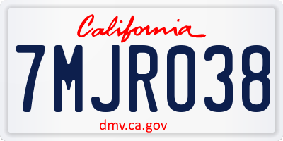 CA license plate 7MJR038