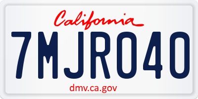 CA license plate 7MJR040