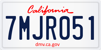 CA license plate 7MJR051