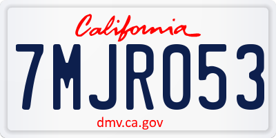CA license plate 7MJR053