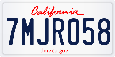 CA license plate 7MJR058