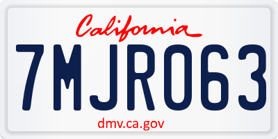 CA license plate 7MJR063