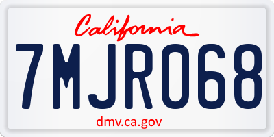 CA license plate 7MJR068