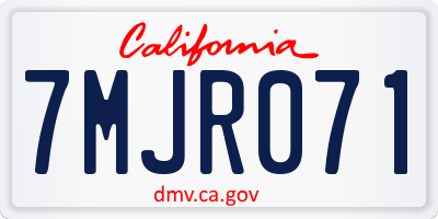 CA license plate 7MJR071