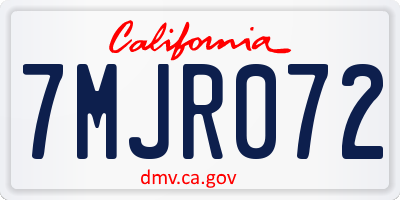 CA license plate 7MJR072