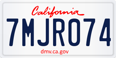 CA license plate 7MJR074