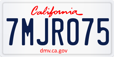 CA license plate 7MJR075