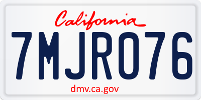 CA license plate 7MJR076