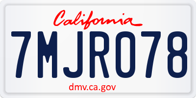 CA license plate 7MJR078