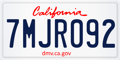 CA license plate 7MJR092