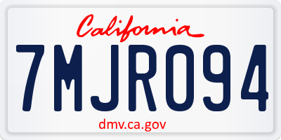 CA license plate 7MJR094