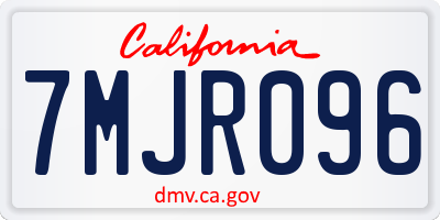 CA license plate 7MJR096
