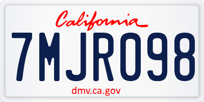 CA license plate 7MJR098