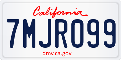 CA license plate 7MJR099