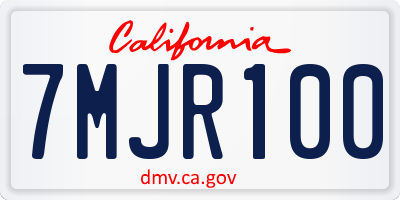 CA license plate 7MJR100