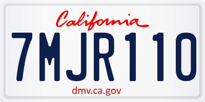 CA license plate 7MJR110