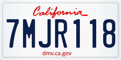 CA license plate 7MJR118