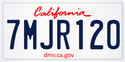 CA license plate 7MJR120