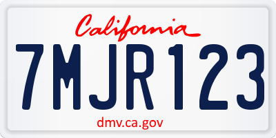 CA license plate 7MJR123