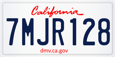 CA license plate 7MJR128