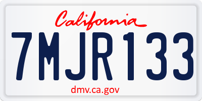 CA license plate 7MJR133