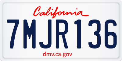 CA license plate 7MJR136