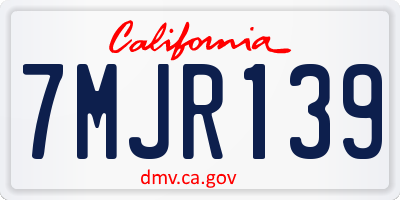 CA license plate 7MJR139