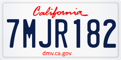 CA license plate 7MJR182