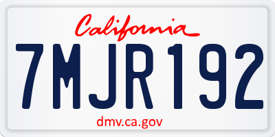 CA license plate 7MJR192