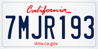 CA license plate 7MJR193