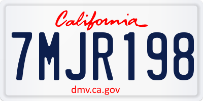 CA license plate 7MJR198