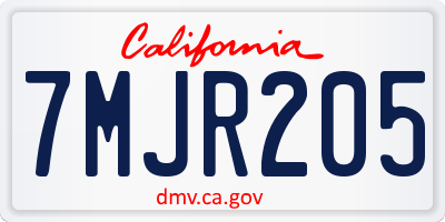 CA license plate 7MJR205
