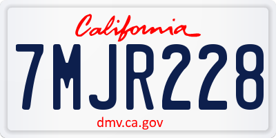 CA license plate 7MJR228