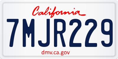 CA license plate 7MJR229