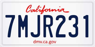 CA license plate 7MJR231