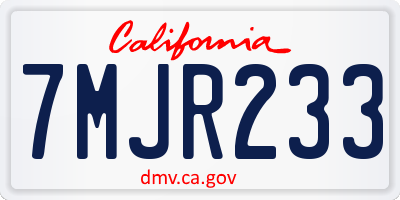 CA license plate 7MJR233