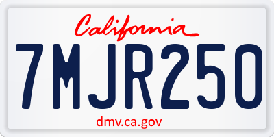 CA license plate 7MJR250
