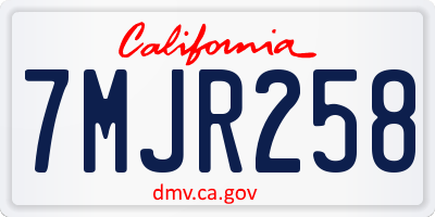 CA license plate 7MJR258
