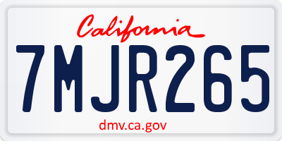 CA license plate 7MJR265