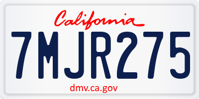 CA license plate 7MJR275