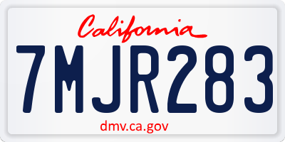 CA license plate 7MJR283