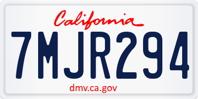 CA license plate 7MJR294