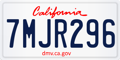 CA license plate 7MJR296