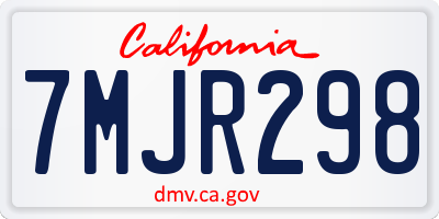 CA license plate 7MJR298