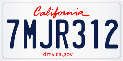 CA license plate 7MJR312