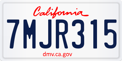 CA license plate 7MJR315