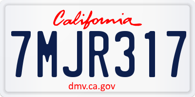 CA license plate 7MJR317