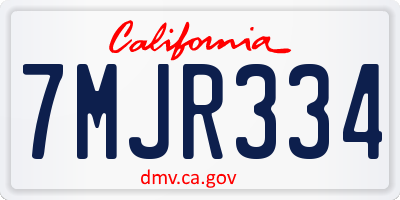 CA license plate 7MJR334